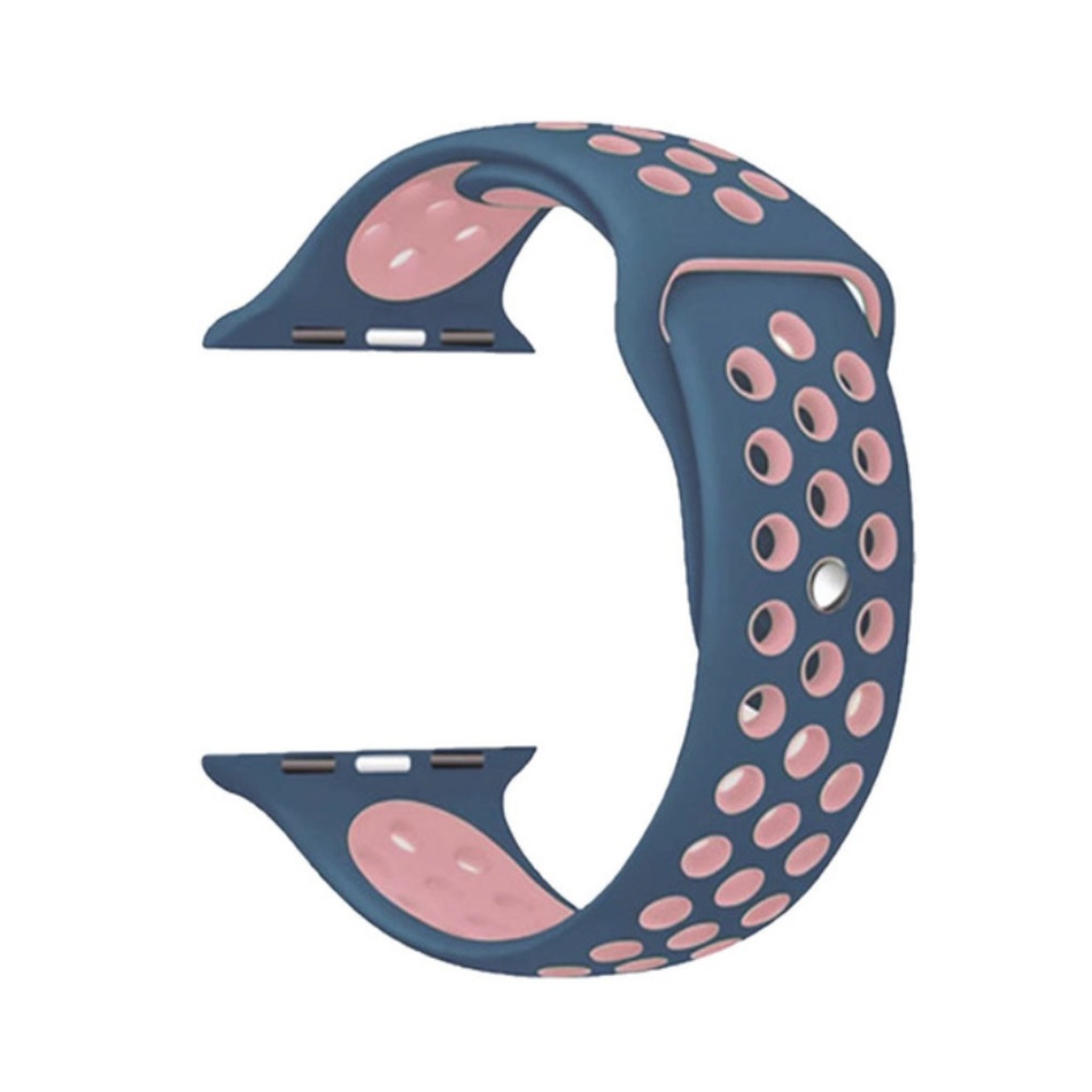 NEW Blue Pink Sport Silicone Band For Apple Watch - Picture 2 of 5